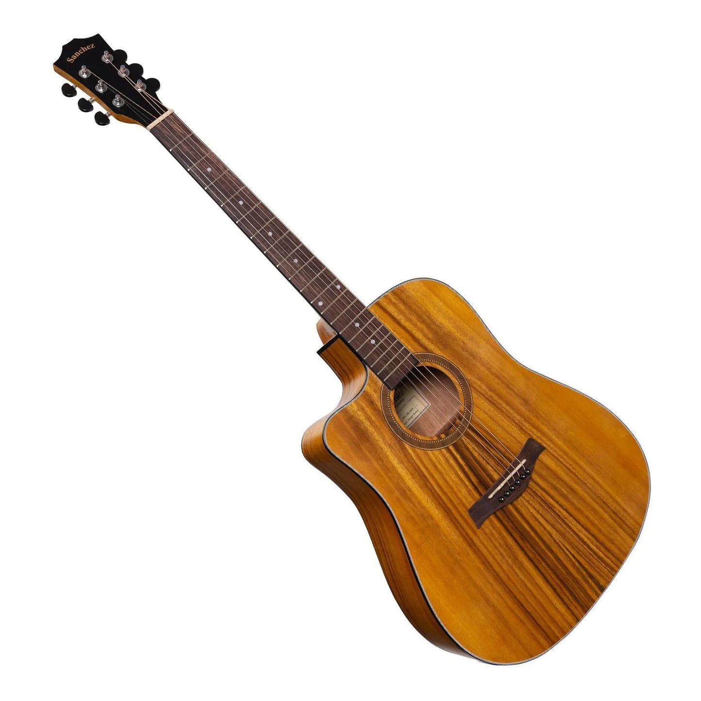Sanchez SDC-18L-KOA Left Handed Acoustic-Electric Dreadnought Cutaway Guitar Natural Satin — view 3