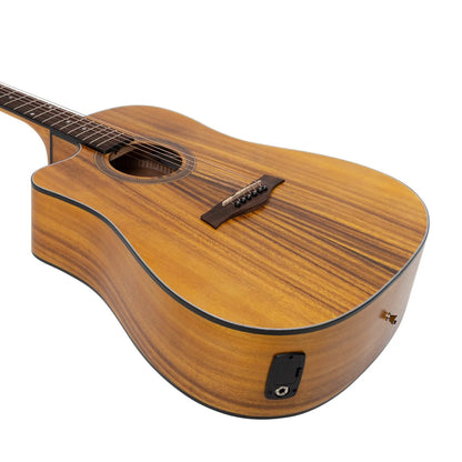 Sanchez SDC-18L-KOA Left Handed Acoustic-Electric Dreadnought Cutaway Guitar Natural Satin — view 6