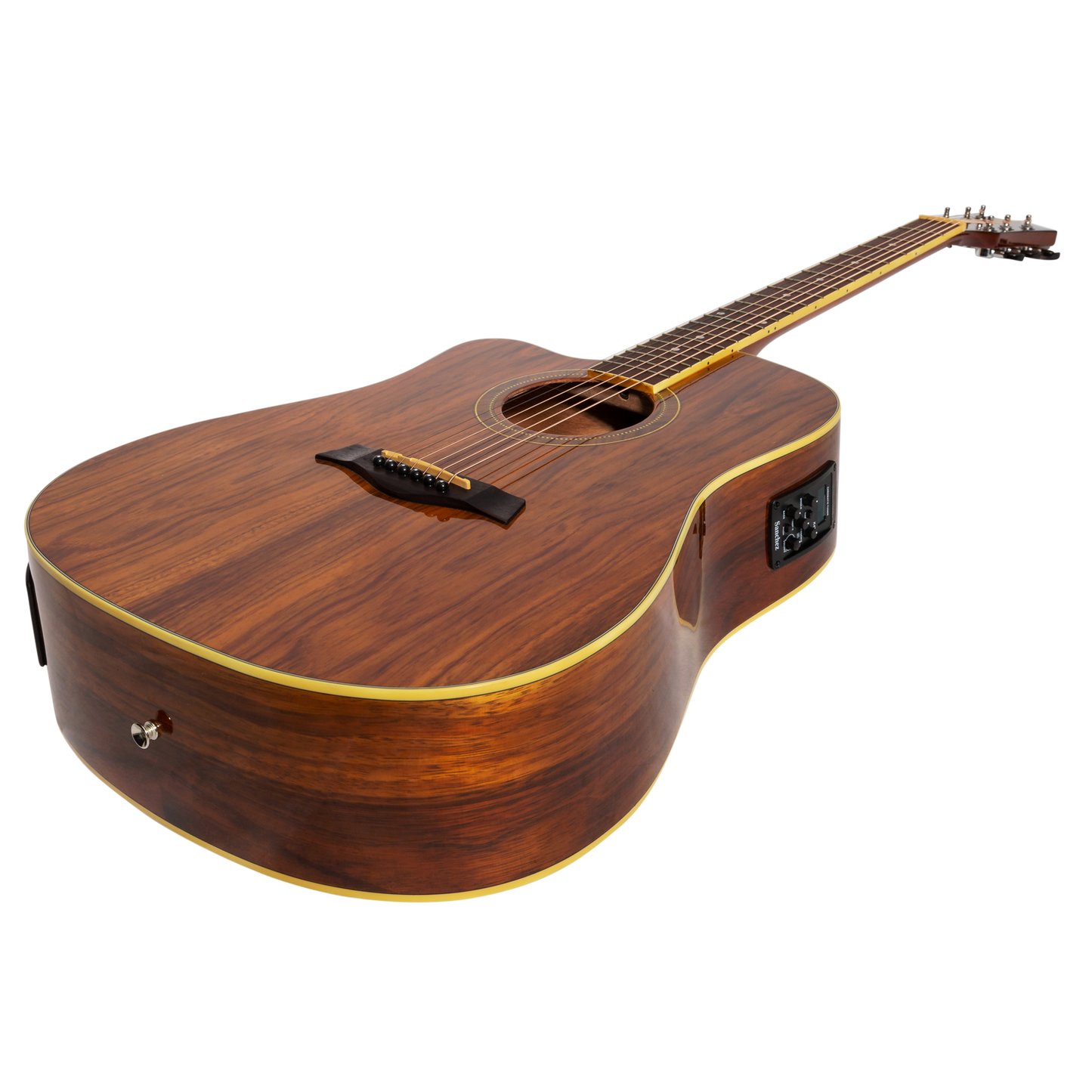 Sanchez SDC-18LG-RWD Left Handed Acoustic-Electric Dreadnought Cutaway Guitar Gloss Rosewood — view 3