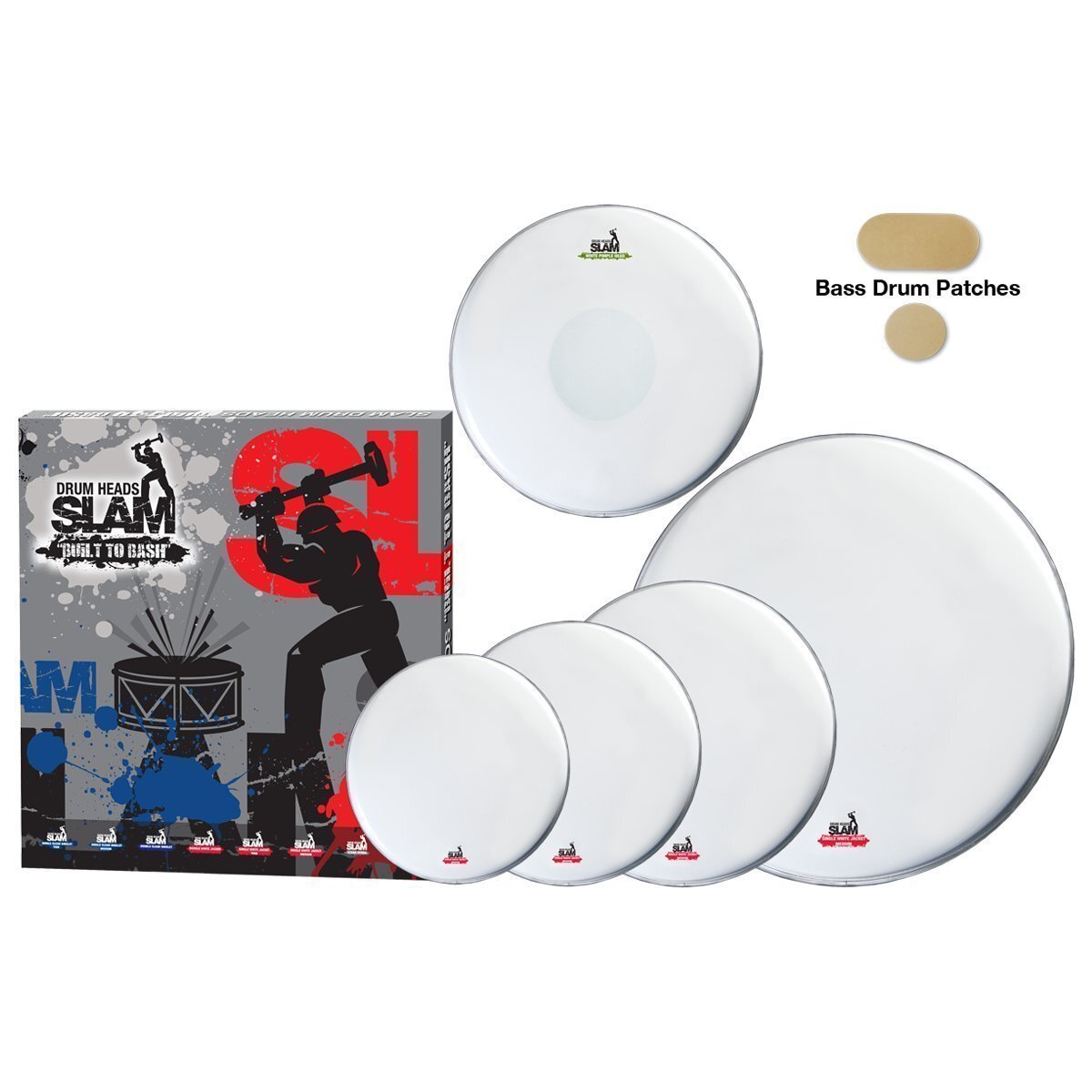 Slam Single Ply Coated Medium Weight Drum Head Pack 10"T/12"T/14"T/14"S/22"BD
