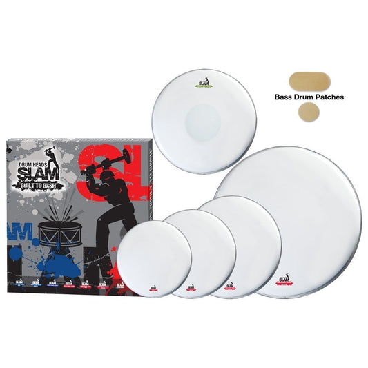 Slam Single Ply Coated Medium Weight Drum Head Pack 10"T/12"T/14"T/14"S/20"BD