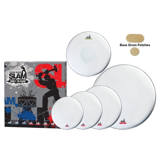 Slam Single Ply Smooth Coated Thin Weight Drum Head Pack 10"T/12"T/14"T/14"S/20"BD