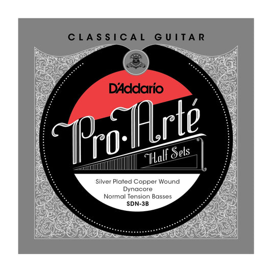 D'Addario SDN-3B Pro-Arte Silver Plated Copper on Composite Dynacore Classical Guitar Half Set, Normal Tension