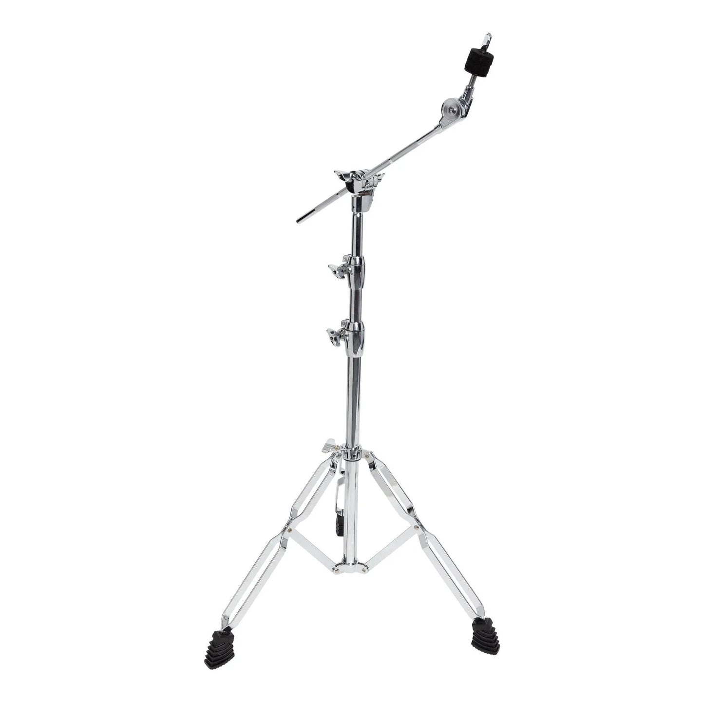 Sonic Drive SDP-BCS-3X Heavy Duty Boom Cymbal Stand, Height Adjustable, Double Braced, Chrome Finish, 93cm to 150cm Height, 44cm Boom Arm