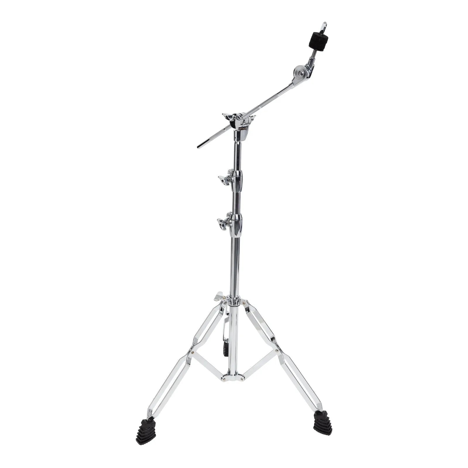 Sonic Drive SDP-BCS-3X Heavy Duty Boom Cymbal Stand, Height Adjustable, Double Braced, Chrome Finish, 93cm to 150cm Height, 44cm Boom Arm