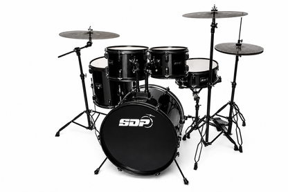 Sonic Drive 5-Piece Performer Series Drum Kit with Silent Cymbals - Full Size, Black, Includes Hardware, Stool, and Sticks — view 2