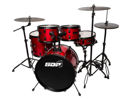 Sonic Drive 5-Piece Performer Series Drum Kit with Silent Cymbals - Red