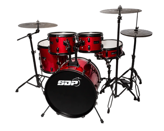 Sonic Drive 5-Piece Performer Series Drum Kit with Silent Cymbals - Red
