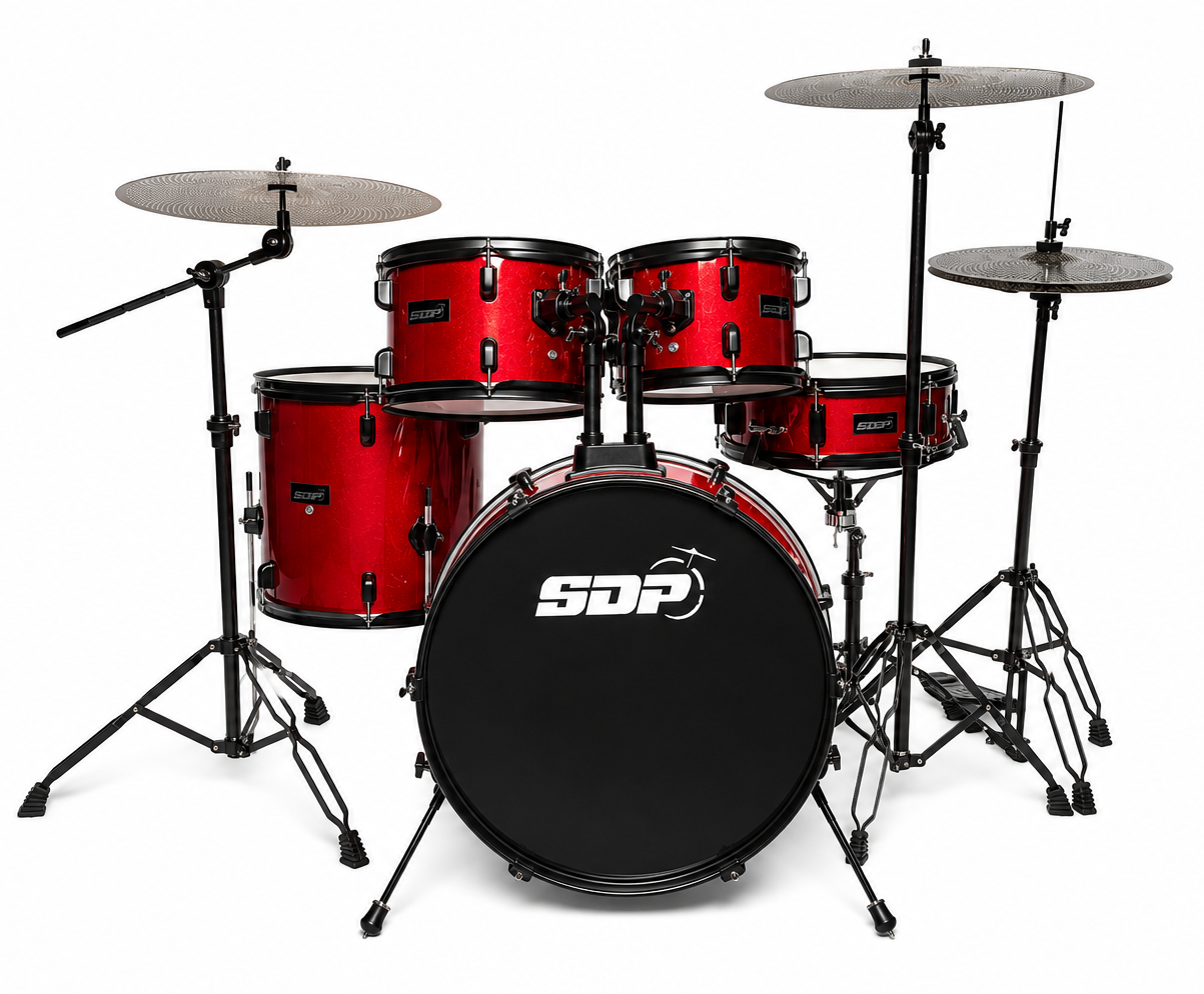Sonic Drive 5-Piece Performer Series Drum Kit with Silent Cymbals - Red — view 2