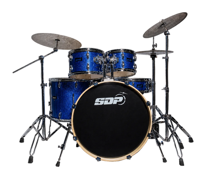 Sonic Drive 5-Piece Stage Series Drum Kit with Silent Cymbals - Blue Sparkle