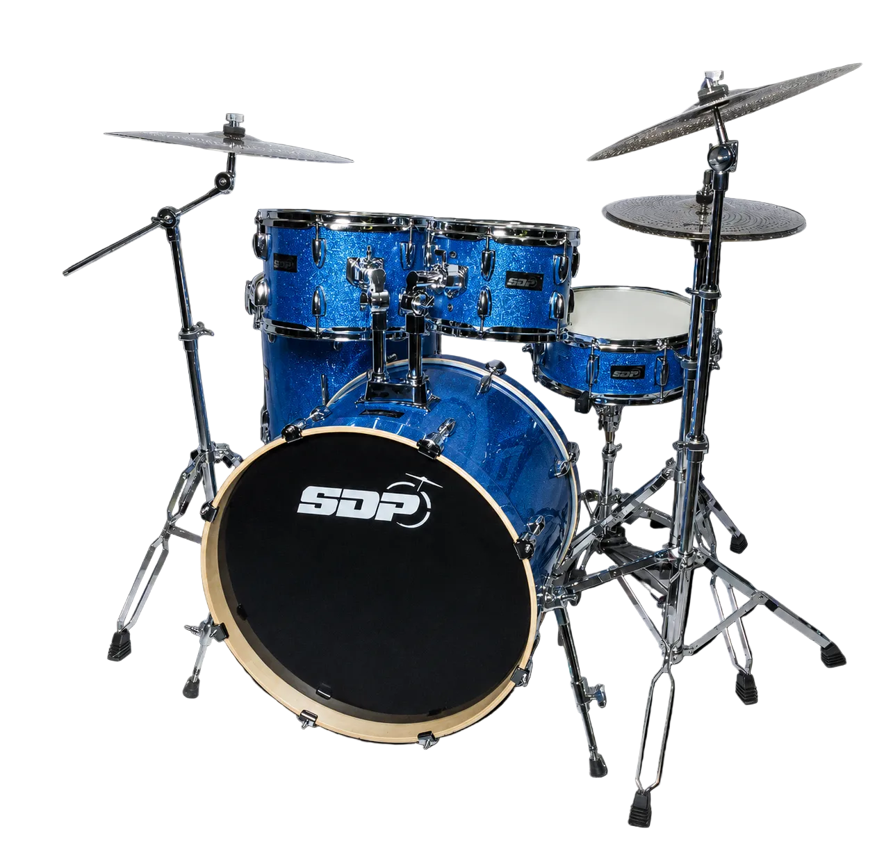 Sonic Drive 5-Piece Stage Series Drum Kit with Silent Cymbals - Blue Sparkle — view 2