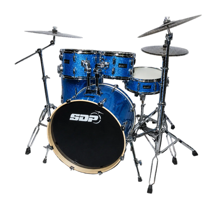 Sonic Drive 5-Piece Stage Series Drum Kit with Silent Cymbals - Blue Sparkle — view 2