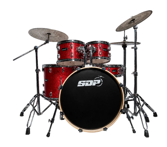 Sonic Drive 5-Piece Stage Series Drum Kit with Silent Cymbals Red Sparkle