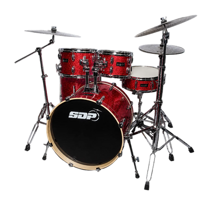 Sonic Drive 5-Piece Stage Series Drum Kit with Silent Cymbals Red Sparkle — view 2