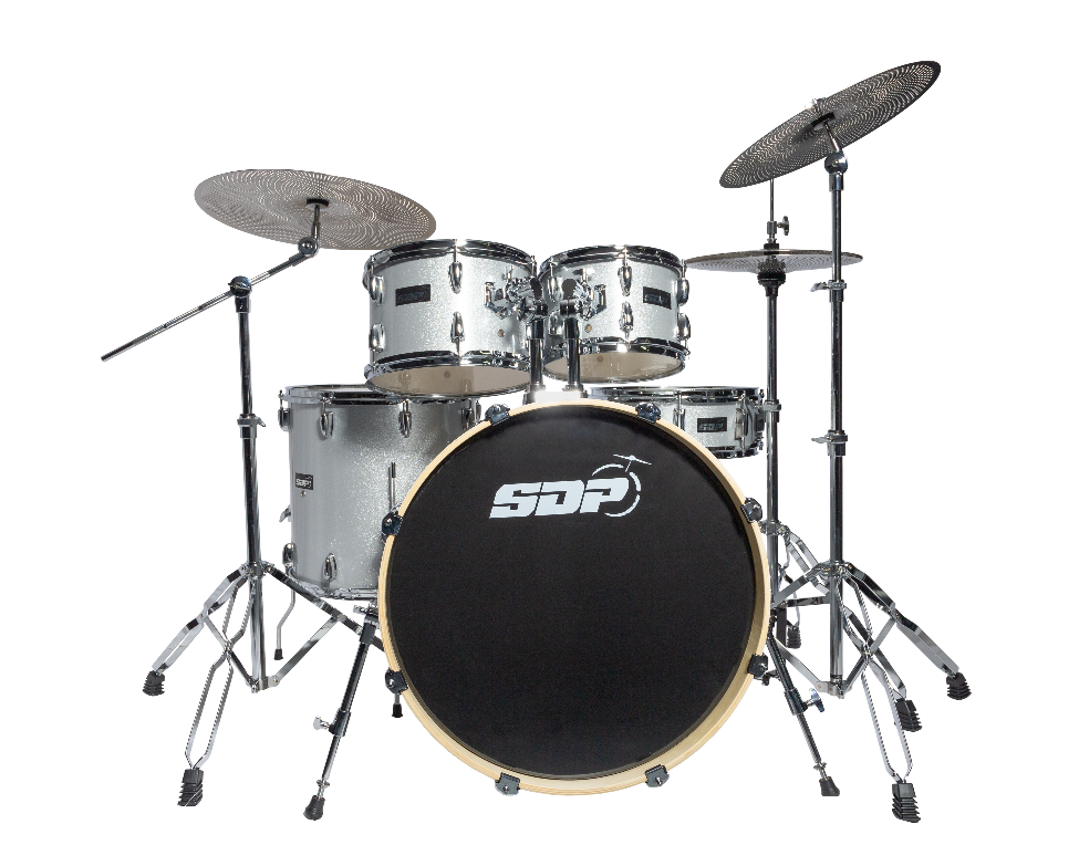 Sonic Drive 5-Piece Stage Series Drum Kit with Silent Cymbals - Silver Sparkle