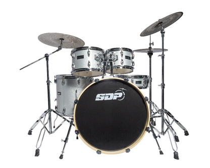 Sonic Drive 5-Piece Stage Series Drum Kit with Silent Cymbals - Silver Sparkle