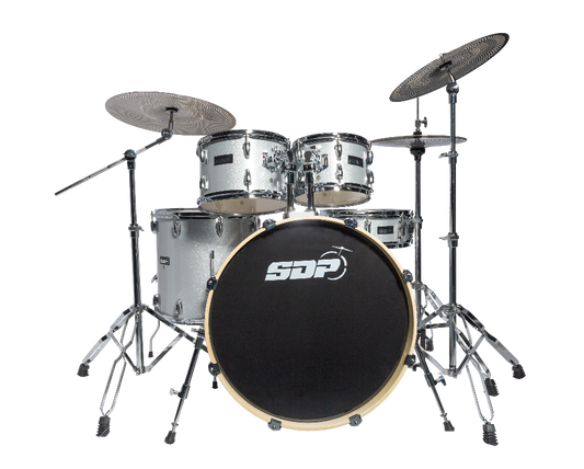 Sonic Drive 5-Piece Stage Series Drum Kit with Silent Cymbals - Silver Sparkle