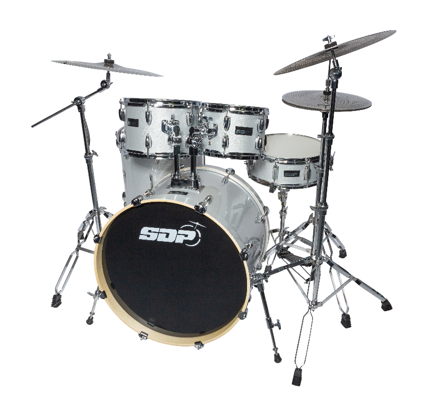 Sonic Drive 5-Piece Stage Series Drum Kit with Silent Cymbals - Silver Sparkle — view 2