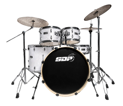 Sonic Drive 5-Piece Stage Series Drum Kit with Silent Cymbals - White Sparkle