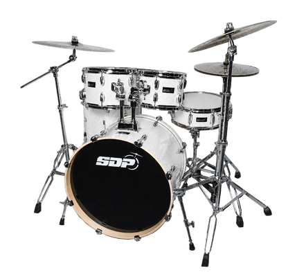 Sonic Drive 5-Piece Stage Series Drum Kit with Silent Cymbals - White Sparkle — view 2