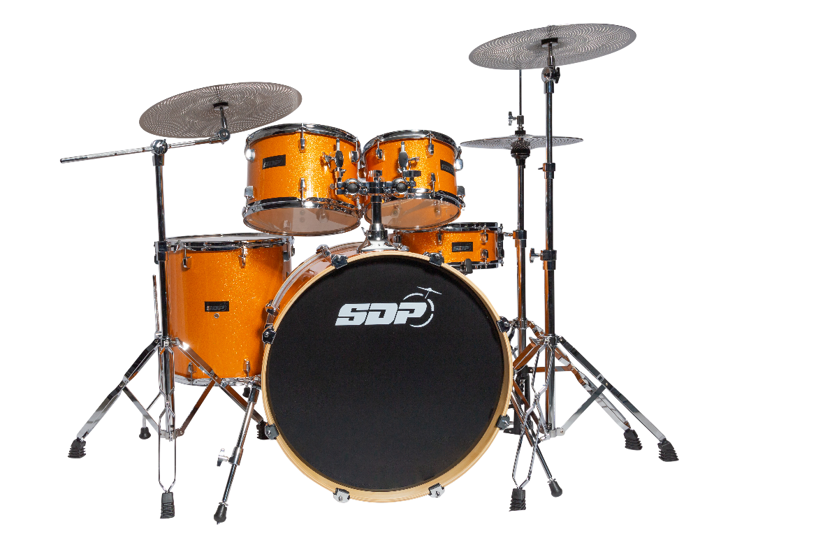 Sonic Drive 5-Piece Pro Series Drum Kit with Silent Cymbals - Metallic Orange