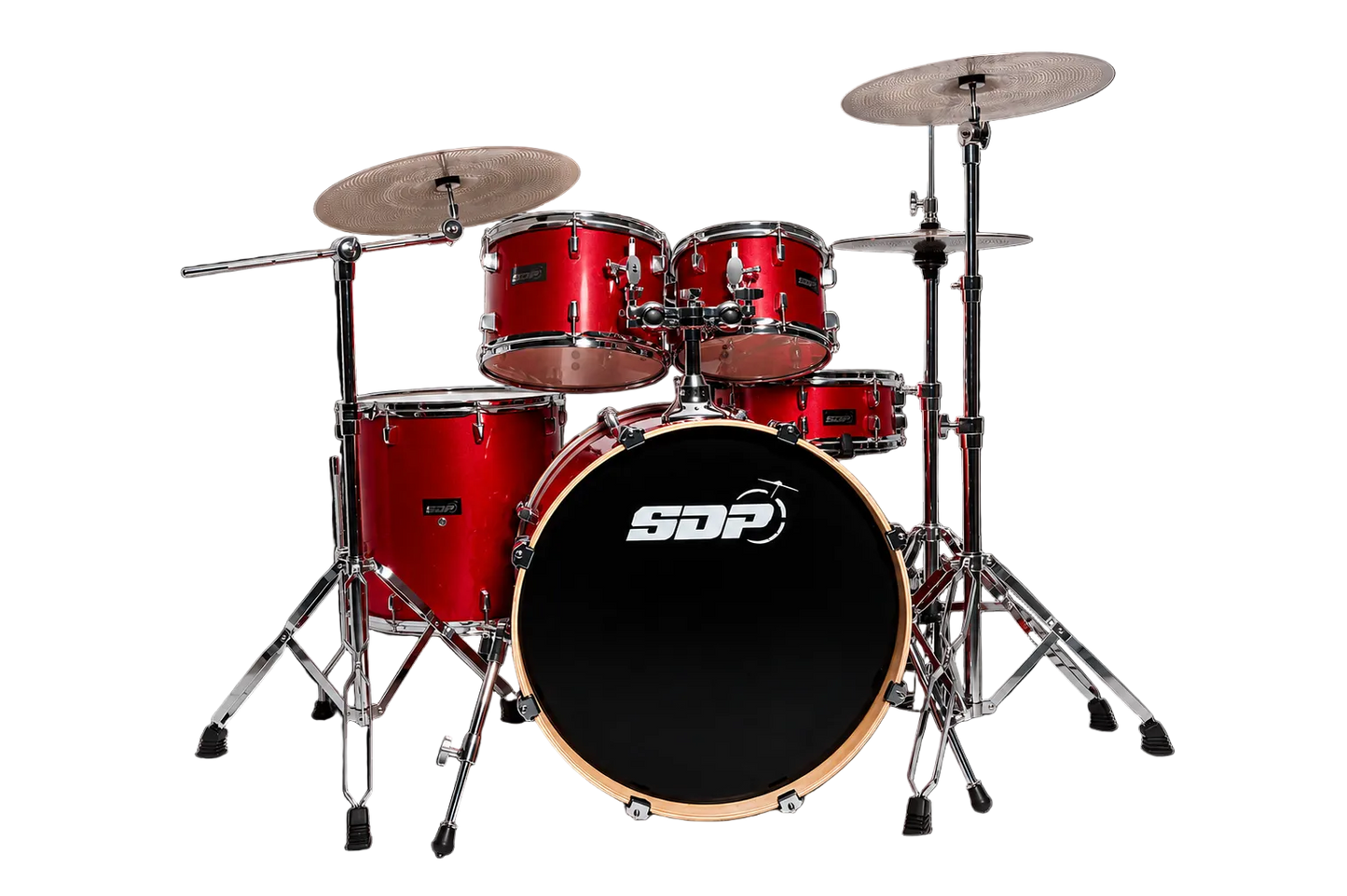 Sonic Drive Pro Series 5-Piece Drum Kit with Silent Cymbals - Metallic Red