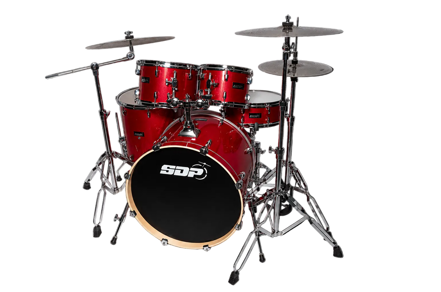 Sonic Drive Pro Series 5-Piece Drum Kit with Silent Cymbals - Metallic Red — view 2