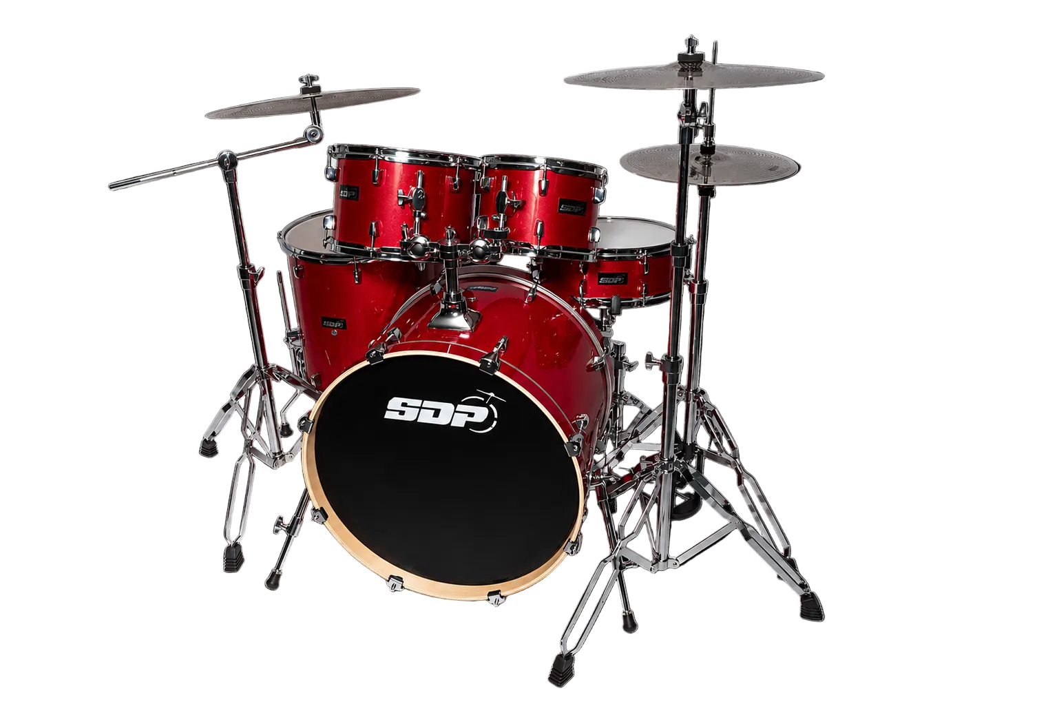 Sonic Drive Pro Series 5-Piece Drum Kit with Silent Cymbals - Metallic Red — view 2