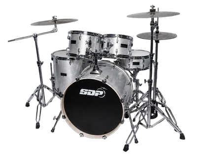 Sonic Drive 5-Piece Pro Series Drum Kit with Silent Cymbals - Metallic Silver