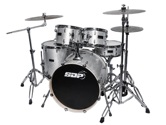 Sonic Drive 5-Piece Pro Series Drum Kit with Silent Cymbals - Metallic Silver