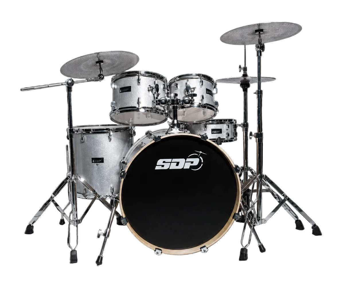 Sonic Drive 5-Piece Pro Series Drum Kit with Silent Cymbals - Metallic Silver — view 2