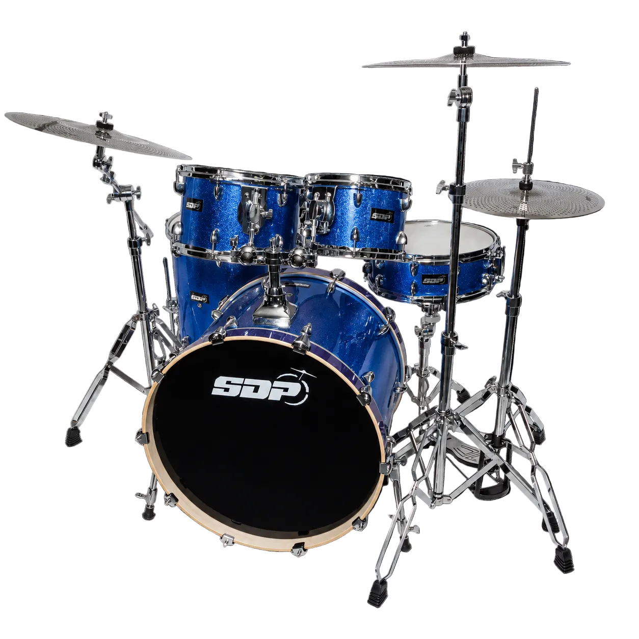 Sonic Drive 5-Piece Pro PLUS Series Drum Kit with Silent Cymbals - Blue Sparkle — view 2