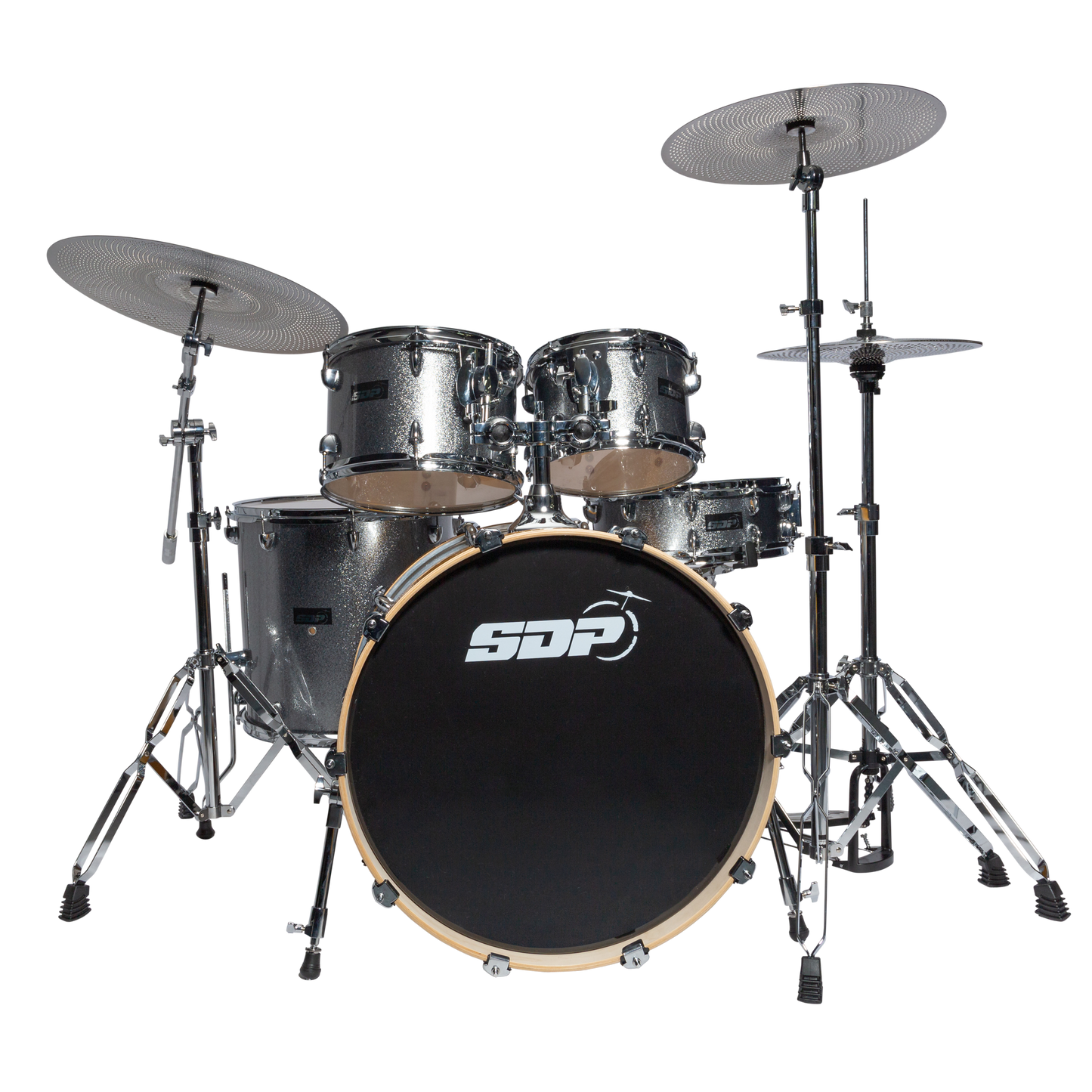 Sonic Drive Pro PLUS Series 5-Piece Drum Kit with Silent Cymbals - Iron Grey Sparkle