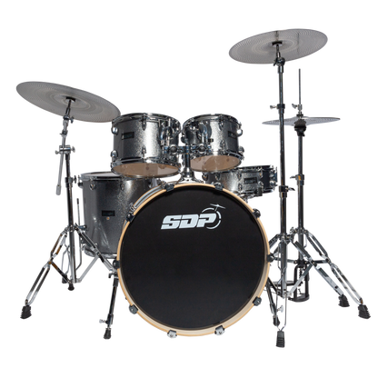 Sonic Drive Pro PLUS Series 5-Piece Drum Kit with Silent Cymbals - Iron Grey Sparkle