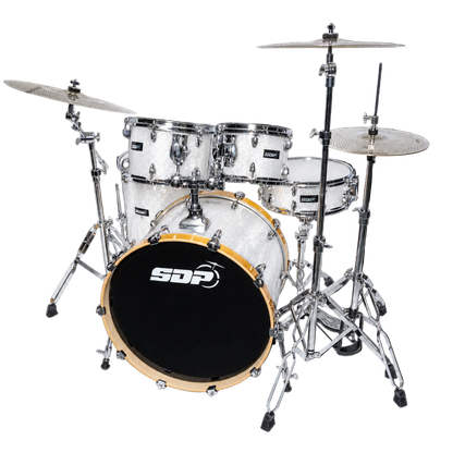 Sonic Drive 5-Piece Pro PLUS Series Drum Kit with Silent Cymbals - White Sparkle