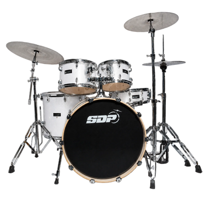 Sonic Drive 5-Piece Pro PLUS Series Drum Kit with Silent Cymbals - White Sparkle — view 2