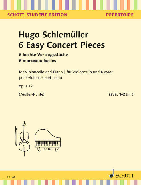 6 Easy Concert Pieces Op 12 for Cello and Piano
