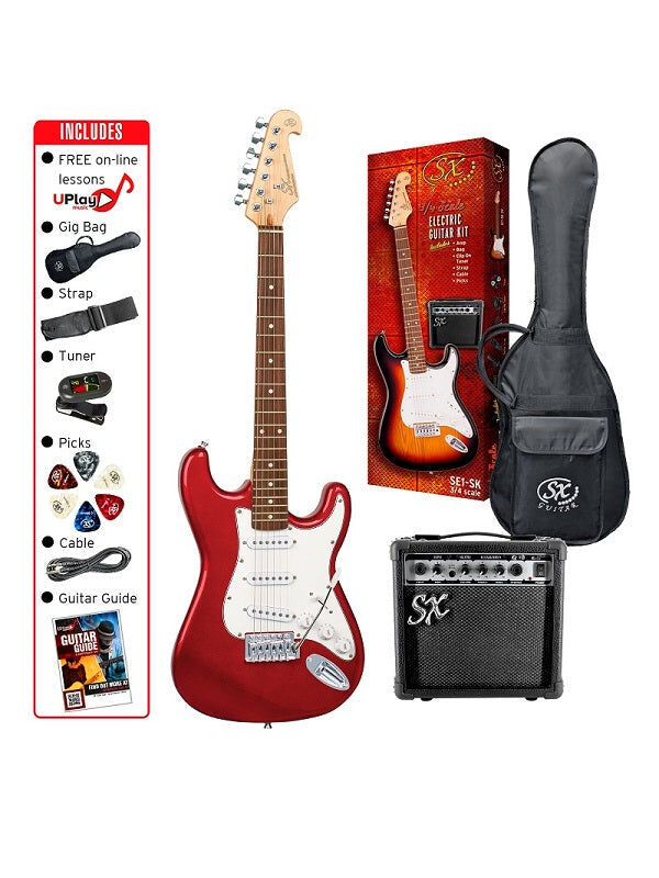 SX 3/4 Size Electric Guitar Kit Left-Handed Black with 10 Watt Amp, Accessories, and Online Lessons — view 5