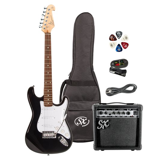 SX 3/4 Size Electric Guitar Kit with 10 Watt Amplifier, Tuner, Gig Bag, and Online Lessons - 3 Tone Sunburst
