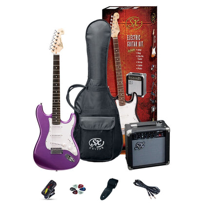 SX SE1SK 4/4 Size Electric Guitar Kit L/H Black with Amplifier, Tuner, Gig Bag, Picks, and Guide — view 5