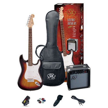 SX Electric Guitar Kit with 10-Watt Amplifier, Tuner, Picks, Gig Bag, and Accessories — view 3
