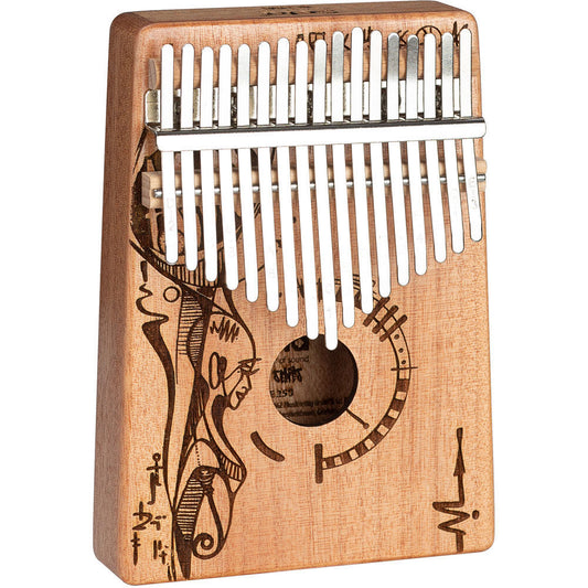 Sela 17-Key Mahogany Kalimba Peaceful Mind Design with Padded Carrying Bag and Tuning Hammer