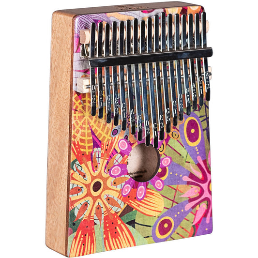Sela 17-Key Flower Power Mahogany Kalimba with Carrying Case and Tuning Hammer