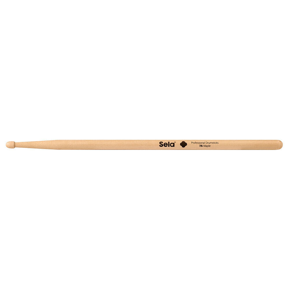 Sela Professional 7A Maple Drumsticks - 6 Pair, Wood Tip, Acorn Head, 14.2mm Diameter, 395mm Length, Natural Finish — view 2
