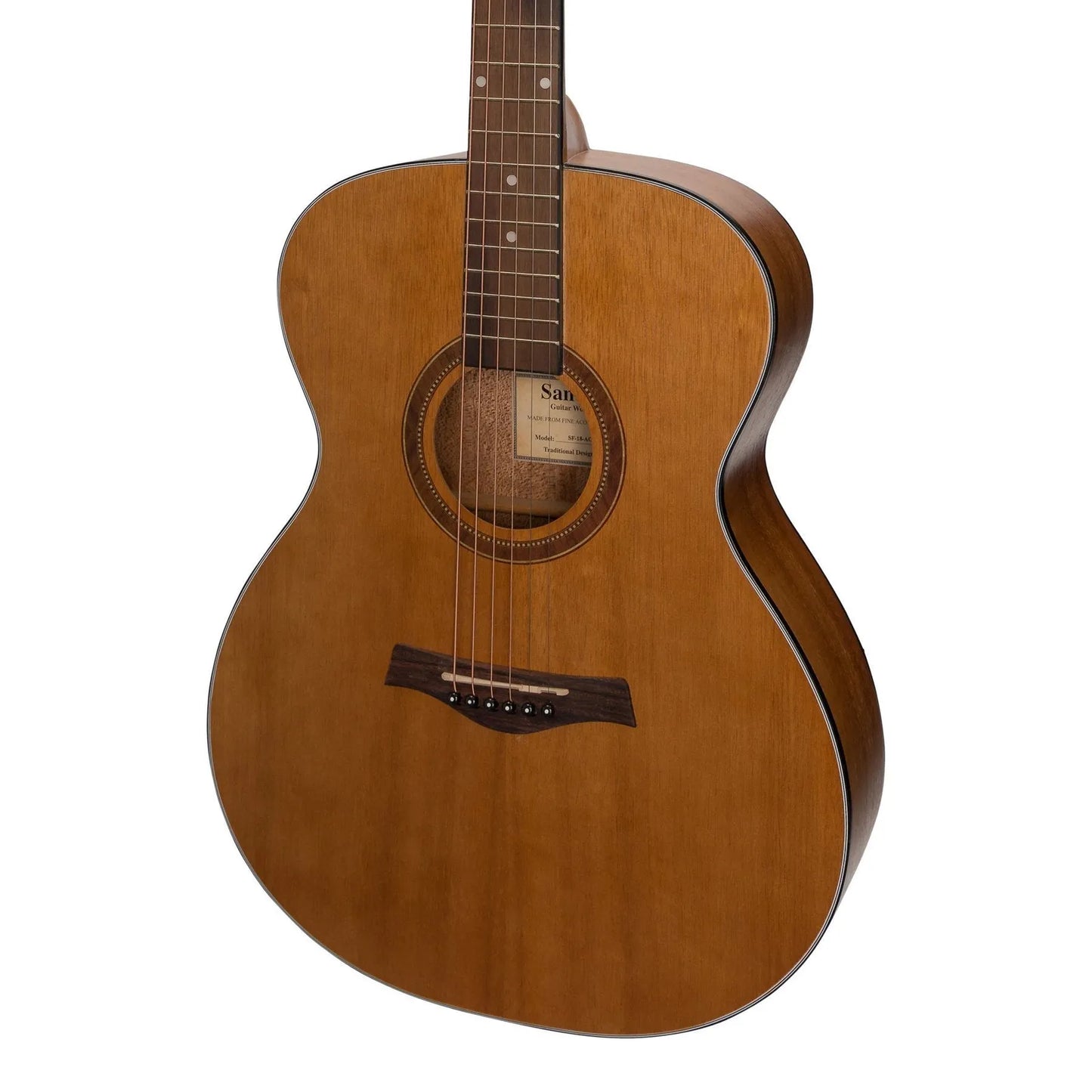 Sanchez SF-18-ACA Acoustic Small Body Guitar Natural Satin Acacia Laminated 6-String Right-Handed — view 4