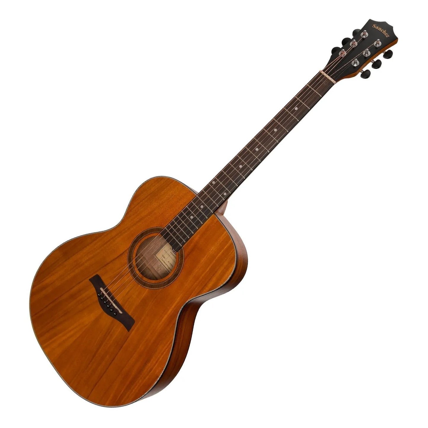 Sanchez SF-18-KOA Acoustic Small Body Guitar Natural Satin 6-String Laminate Koa — view 3