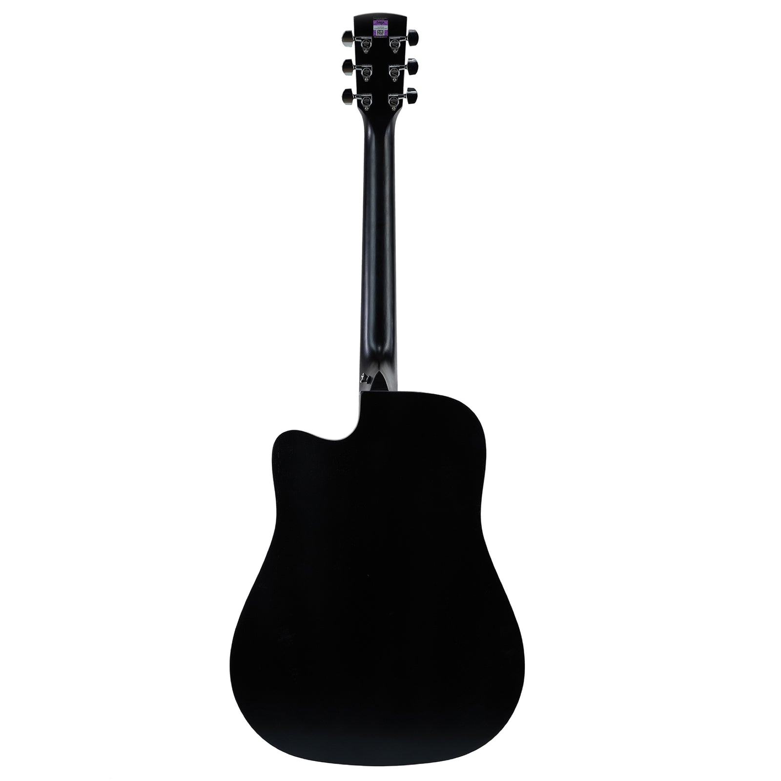 Saga SF600CE Black Dreadnought Acoustic-Electric Cutaway Guitar with E-4T Pickup and Tuner, Matte Finish, Gig Bag Included — view 2