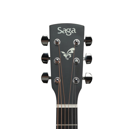 Saga SF600CE-NA Spruce Top Dreadnought Acoustic-Electric Cutaway Guitar with E-4T Pickup and Gig Bag (Natural) — view 3