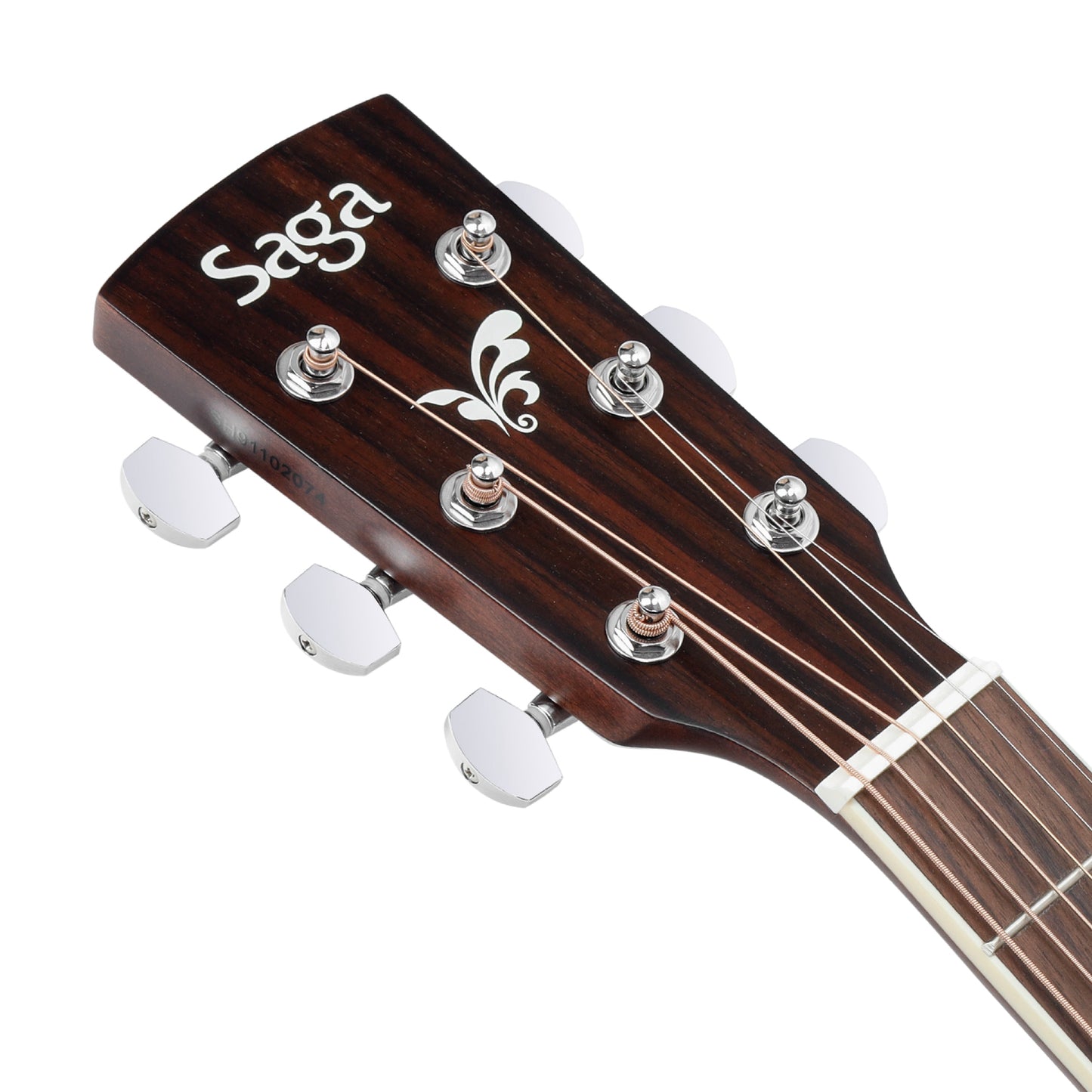 Saga SF700 Pro Series Solid Top Dreadnought Acoustic Guitar with Gloss Body and Matte Neck, Natural Finish, Gig Bag Included — view 3