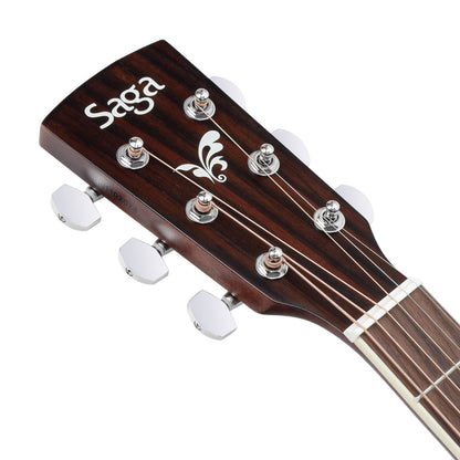 Saga SF700 Pro Series Solid Top Dreadnought Acoustic Guitar with Gloss Body and Matte Neck, Natural Finish, Gig Bag Included — view 3